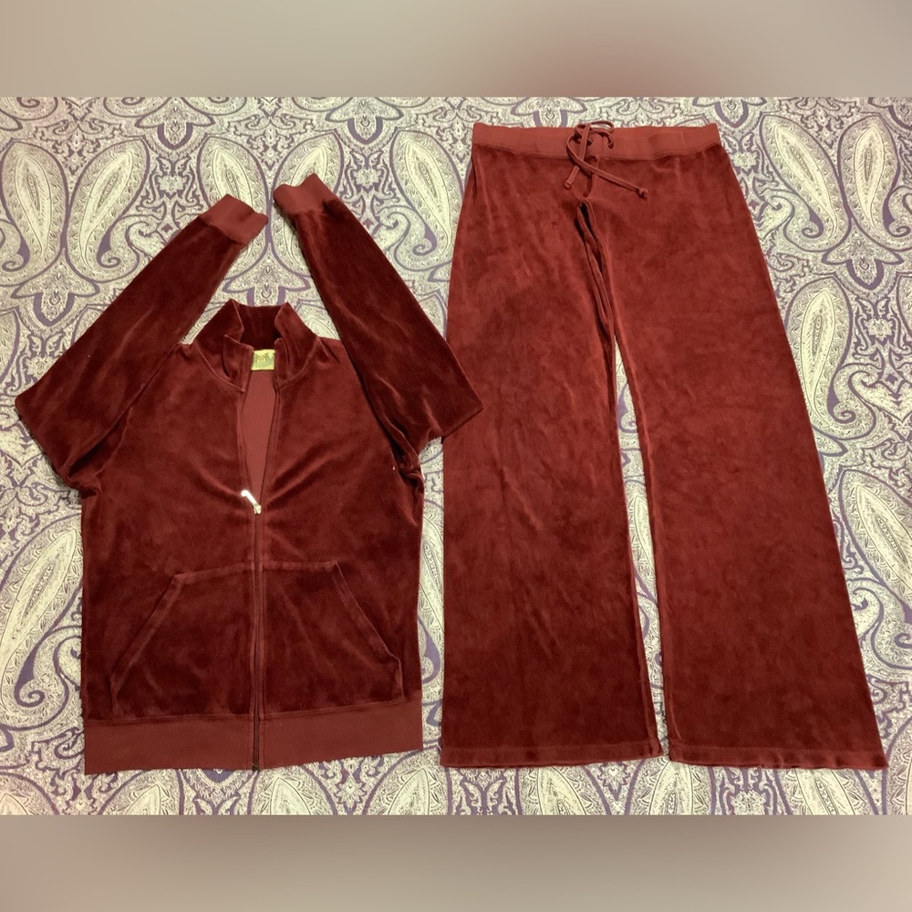 Juicy Couture Y2K Velour Pants 33 x 29 Zip Up Hoodie Tracksuit - Picture 4 of 15